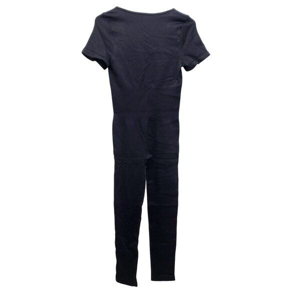 OQQ Black Short-Sleeve Scoop Neck Full-Length Bodysuit Womens Size L - Picture 3 of 11